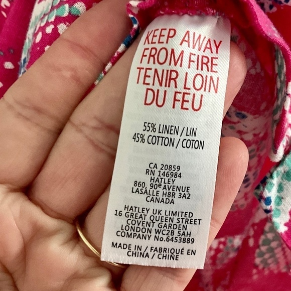 Hatley Shorts High Waisted Linen Hot Pink Lilly Pulitzer vibe Palm Tree Print M - Picture 10 of 11